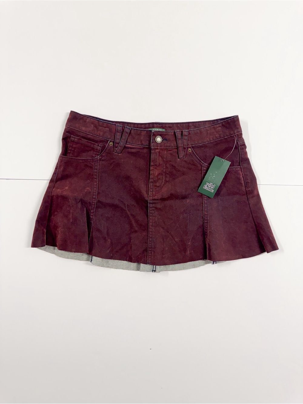 wild fable Burgundy Pleated Mini Skirt